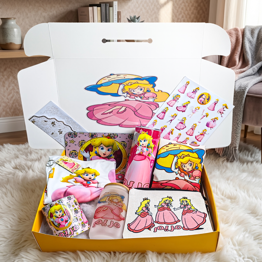 Princess Peach Ultimate Fan Box 2 – Custom Arabic Name | Includes T-Shirt, Pouches, Mousepad & More