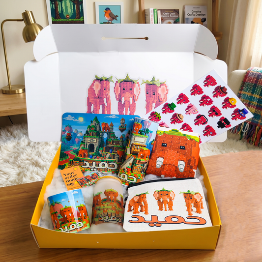 Roblox Strawberry Elephant Fan Box – Custom Arabic Name | Includes Pouches, Mousepad, Drinkware & More